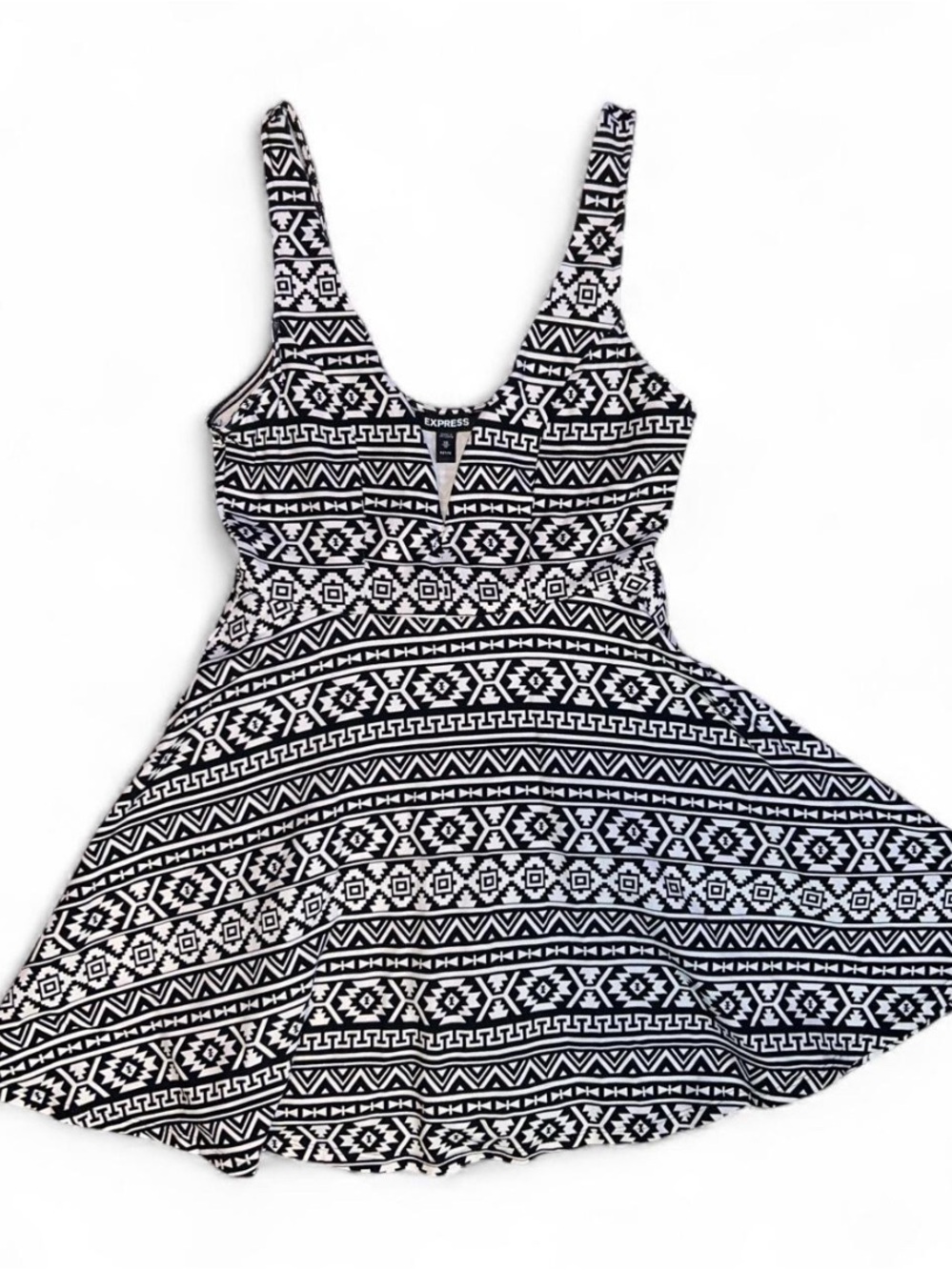 Express Black & White Geometric Tank Dress